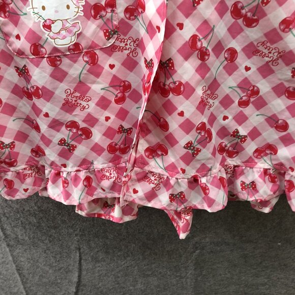 Sanrio Hello Kitty Girls 5T (110 cm) Rain Coat Hooded Pink Cherry Print Ruffle - Picture 8 of 8